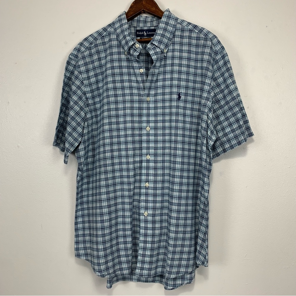 Ralph Lauren Shirt Mens XL Classic Fit‎ Check Plaid Blue Pony Preppy Academia